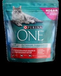 Сухой корм, Purina One (Пурина Ван) 1.5 кг для стерилизованных кошек и кастрированных котов лосось и пшеница